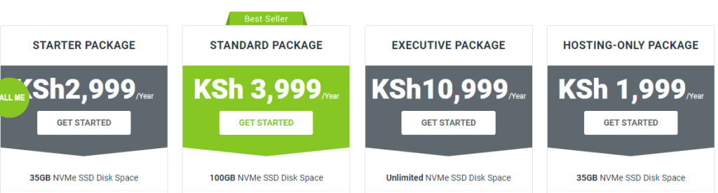 This is the hosting package for HostPinnacle Host one of the Best Web Hosting Companies in Kenya