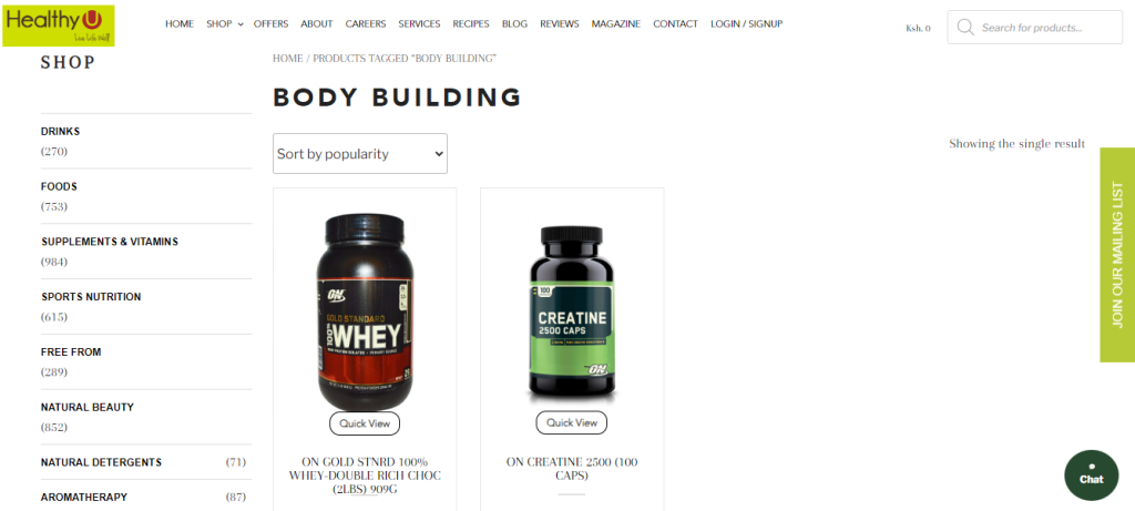 This is an example of  an online body building store 