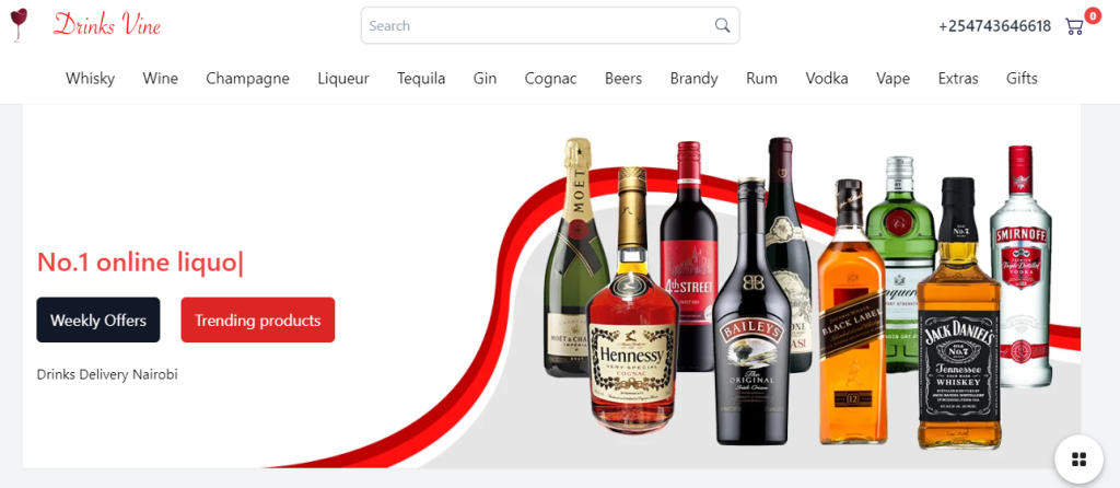 This is an image of an online liquor store