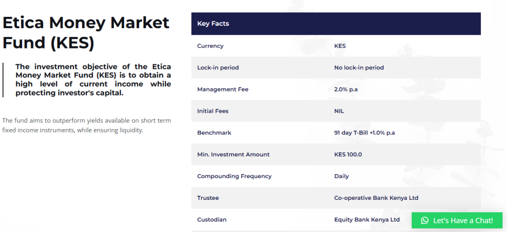 This is an image of Etica Money Market Fund Website